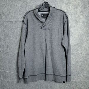 Marc Ecko Sweater Mens 2XL XXL Gray Estate Rib Shawl‎ Collar Pullover Fisherman